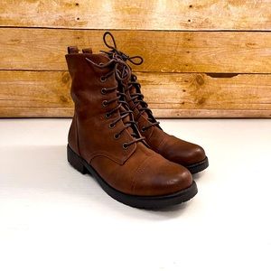 Brown combat boots. Size 8. From Target. Worn once.